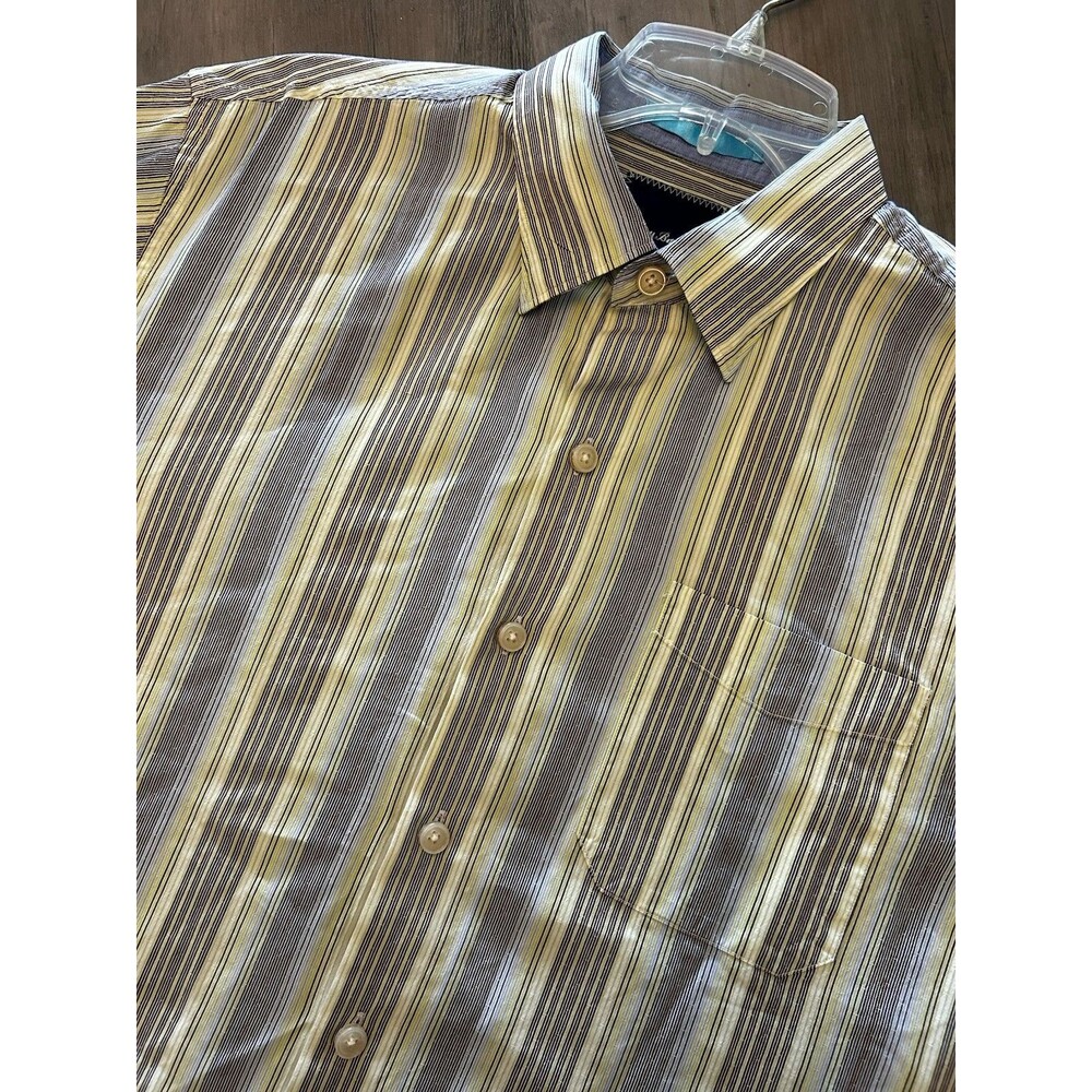 Tommy Bahama Men’s Blue Green Striped Silk Blend Long Sleeve Button Size M